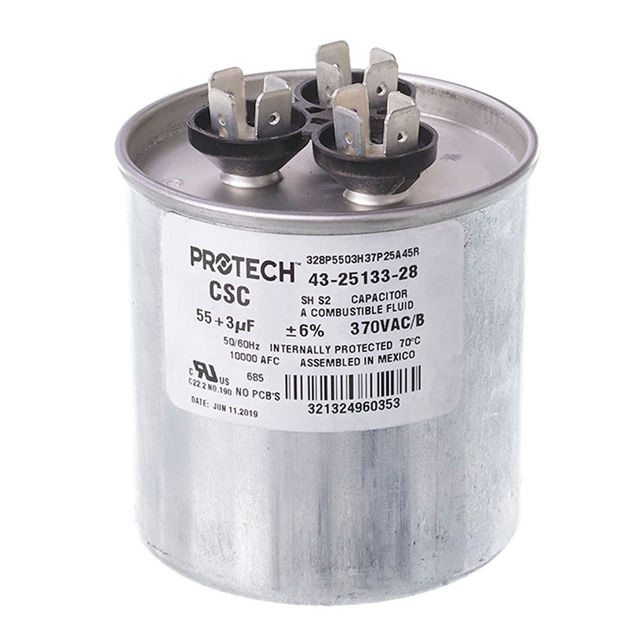 RuudParts.net: Ruud 43-25133-28 Capacitor - 55/3/370 Dual Round